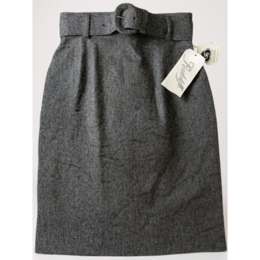 Radcliffe Belted High Waisted Pencil Skirt Charcoal Grey Wool Blend Work Size 10